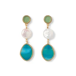 The Met Store Earrings*Ancient Mixed Motifs Glass Triple-Drop Earrings