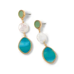 The Met Store Earrings*Ancient Mixed Motifs Glass Triple-Drop Earrings