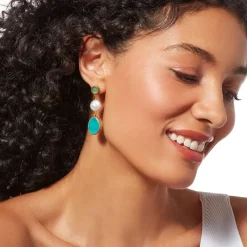 The Met Store Earrings*Ancient Mixed Motifs Glass Triple-Drop Earrings