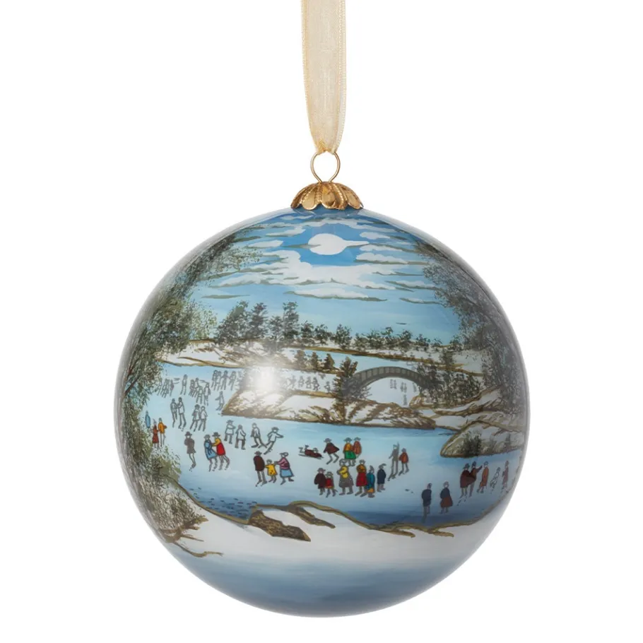 The Met Store Ornaments*Currier & Ives Central Park in Winter Hand-Painted Glass Ornament