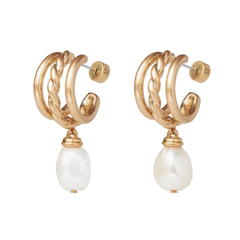 The Met Store Earrings*Cypriot Twist Pearl Triple-Hoop Earrings