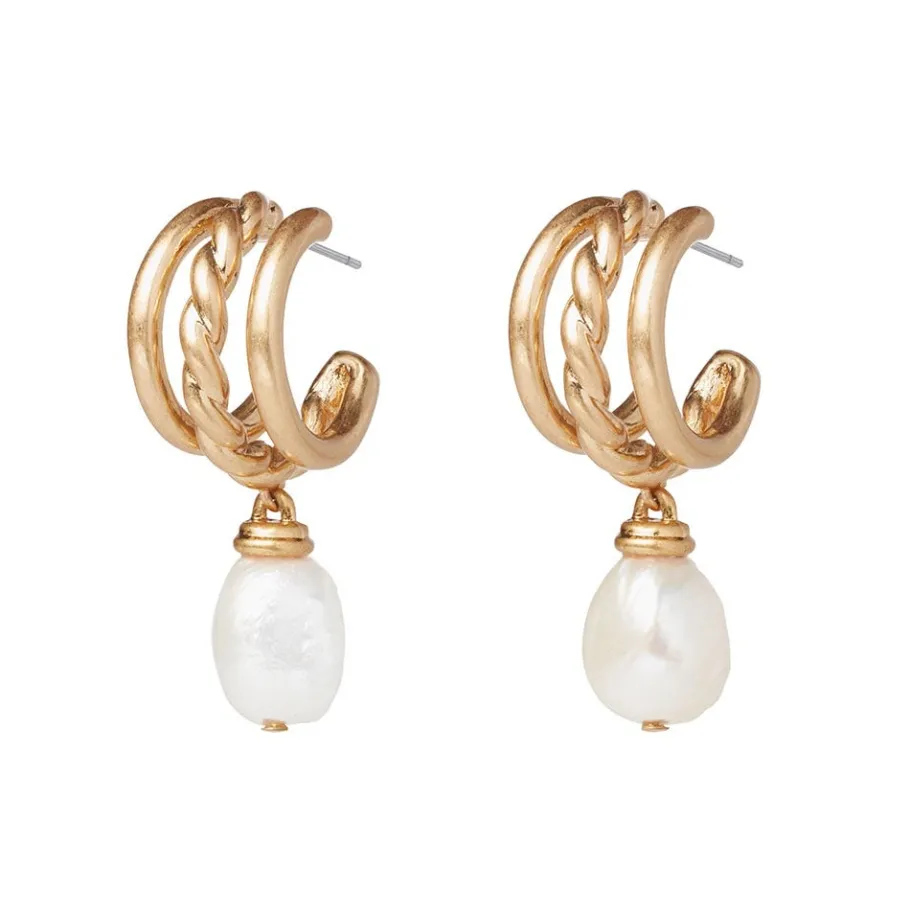 The Met Store Earrings*Cypriot Twist Pearl Triple-Hoop Earrings