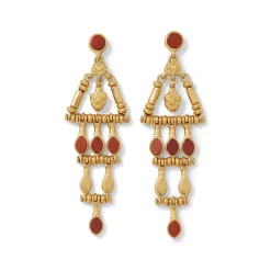 The Met Store Earrings*Egyptian Nefer Amulet Red Jasper Chandelier Earrings