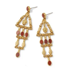 The Met Store Earrings*Egyptian Nefer Amulet Red Jasper Chandelier Earrings