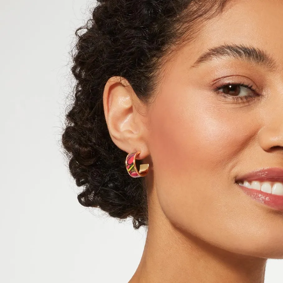 The Met Store Earrings*Favrile Tulip Enamel Hoop Earrings