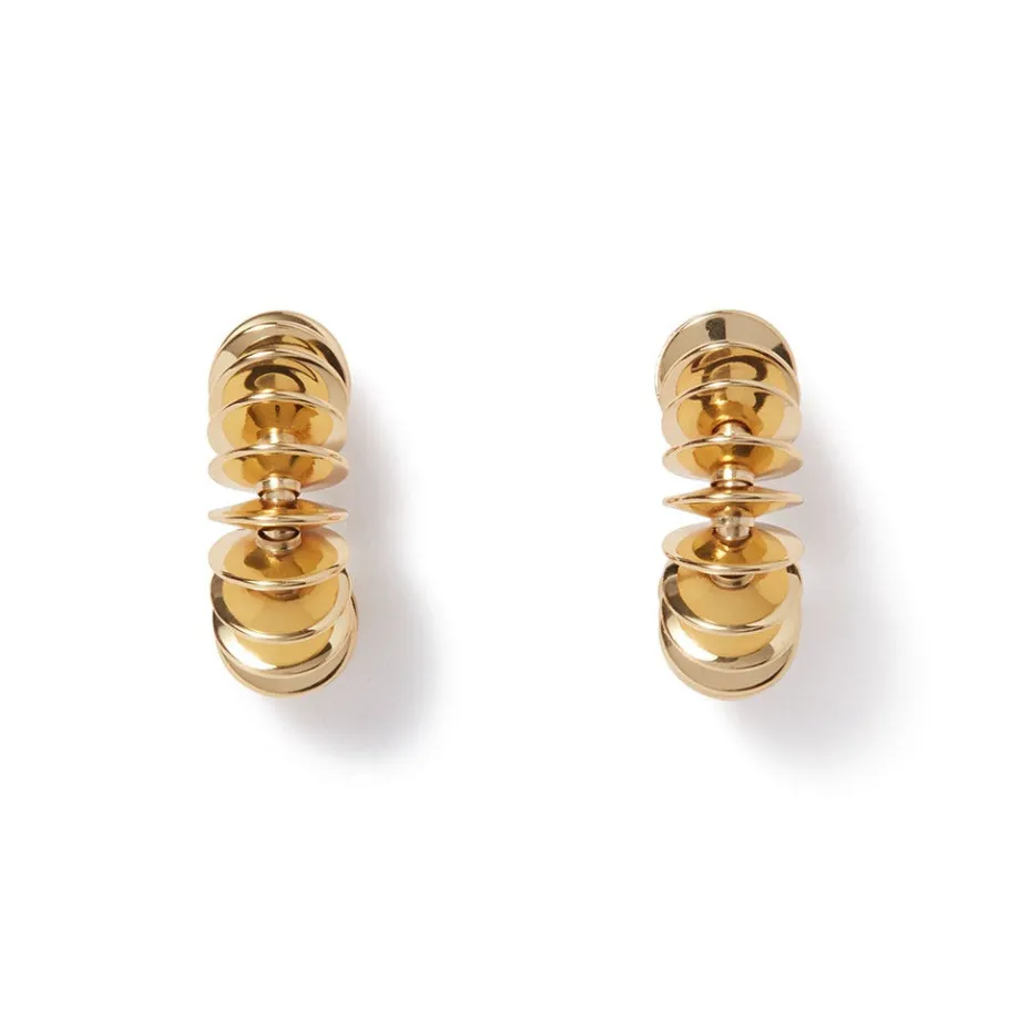 The Met Store Earrings*Golden Disc Huggie Earrings