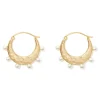 The Met Store Earrings*Hammered Crescent Pearl Hoop Earrings