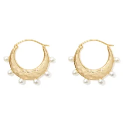The Met Store Earrings*Hammered Crescent Pearl Hoop Earrings