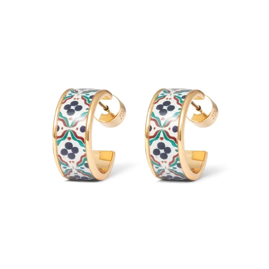 The Met Store Earrings*Iznik Cintamani Enamel Hoop Earrings