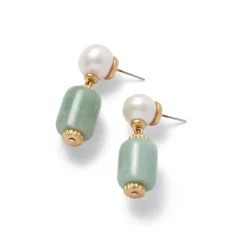 The Met Store Earrings*Karavas Gems Aventurine and Pearl Drop Earrings