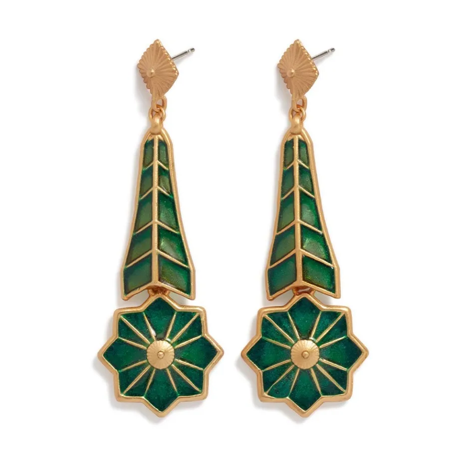 The Met Store Earrings*Lotus Pagoda Plique-à-Jour Long Drop Earrings