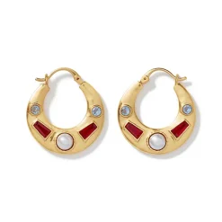 The Met Store Earrings*Medieval Stone Crescent Hoop Earrings