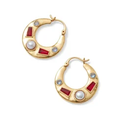 The Met Store Earrings*Medieval Stone Crescent Hoop Earrings