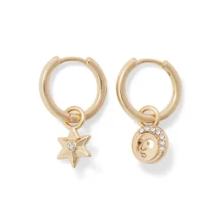 The Met Store Earrings*Moon and Star Hoop Earrings