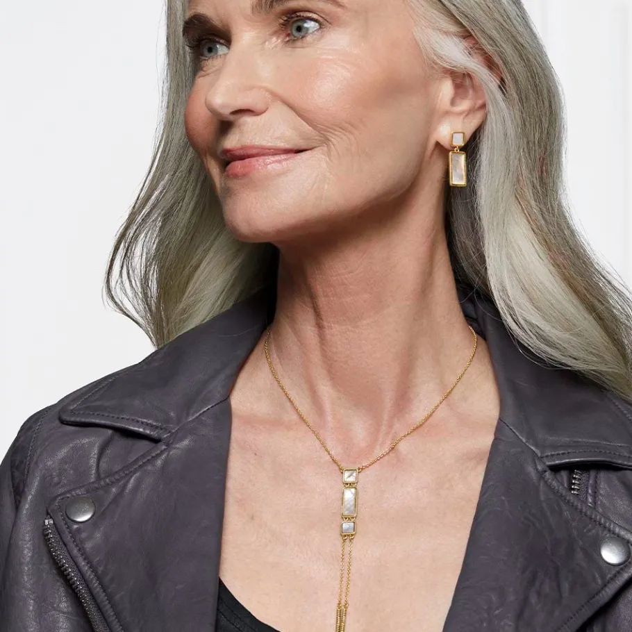 The Met Store Earrings*Mother-of-Pearl Tile Double-Drop Earrings