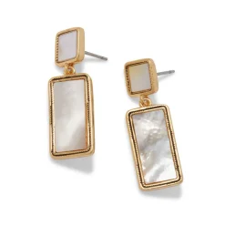 The Met Store Earrings*Mother-of-Pearl Tile Double-Drop Earrings