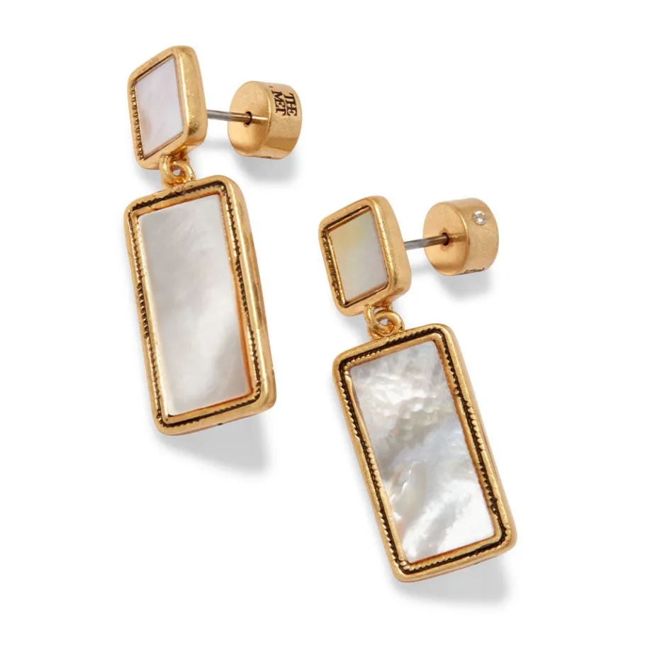 The Met Store Earrings*Mother-of-Pearl Tile Double-Drop Earrings
