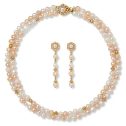 The Met Store Jewelry Sets*Philippine Pearl Double-Strand Necklace and Linear Drop Earrings Set