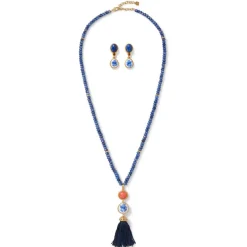 The Met Store Jewelry Sets*Qing Bottle Lariat Necklace and Floral Drop Earrings Set