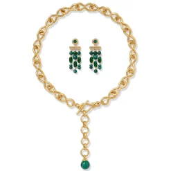 The Met Store Jewelry Sets*Roman Malachite Statement Necklace and Chandelier Earrings Set