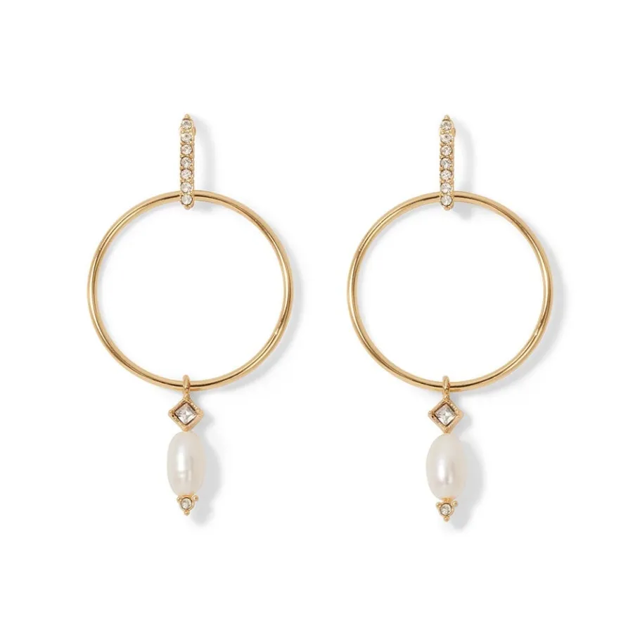 The Met Store Earrings*Royal Tudor Forward-Facing Hoop Earrings with Pearl Drops