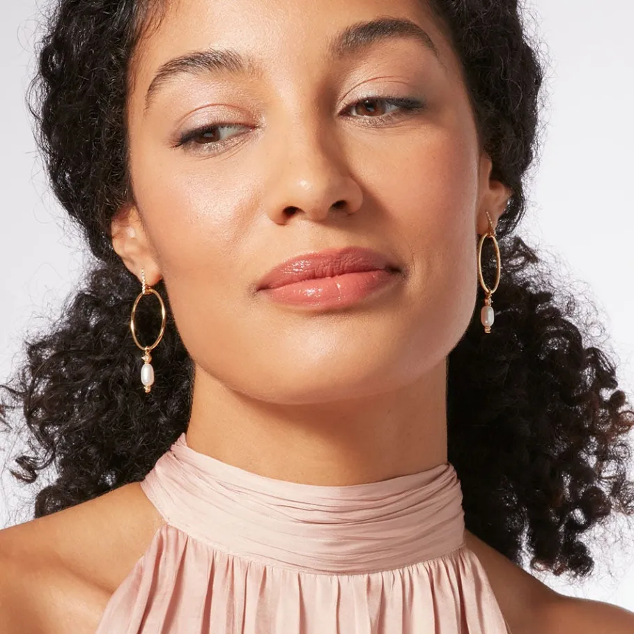 The Met Store Earrings*Royal Tudor Forward-Facing Hoop Earrings with Pearl Drops