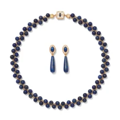 The Met Store Jewelry Sets*Spanish Baldric Lapis Braided Necklace and Elongated Drop Earrings Set
