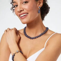 The Met Store Jewelry Sets*Spanish Baldric Lapis Braided Necklace and Elongated Drop Earrings Set