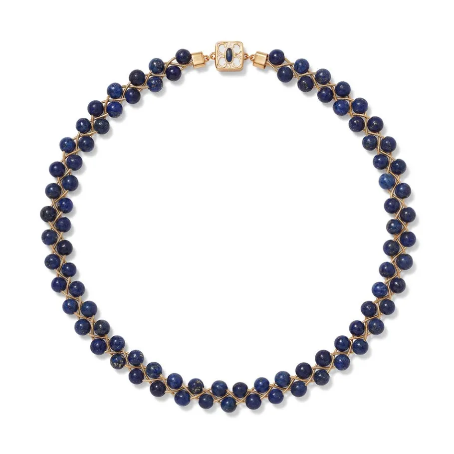 The Met Store Jewelry Sets*Spanish Baldric Lapis Braided Necklace and Elongated Drop Earrings Set