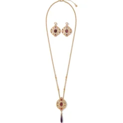 The Met Store Jewelry Sets*Turkish Amethyst Long Pendant Necklace and Statement Earrings Set