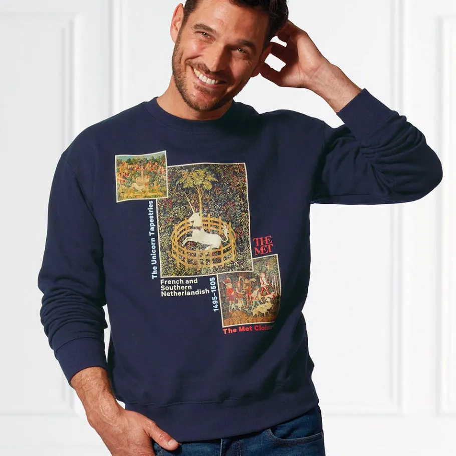 The Met Store Clothing*Unicorn Tapestries Crew Neck Sweatshirt