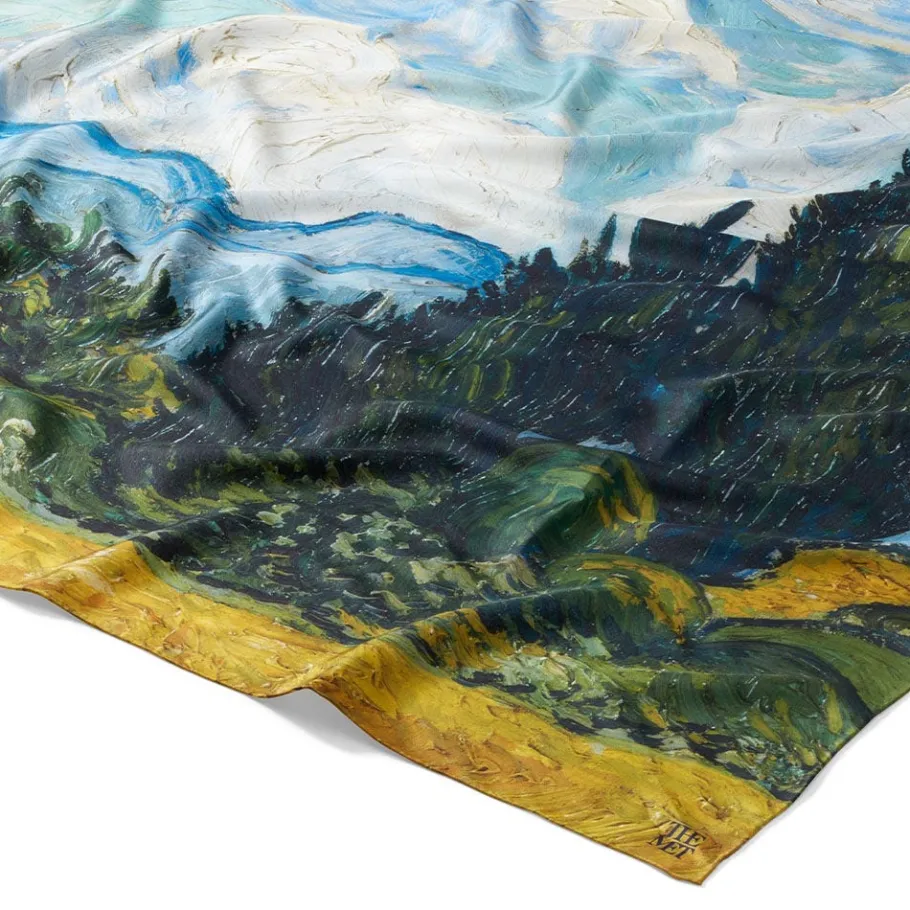 The Met Store Scarves & Wraps*Van Gogh Wheat Field with Cypresses Oversize Oblong Silk Scarf