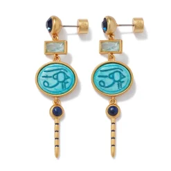 The Met Store Earrings*Wedjat Eye Scarab Drop Earrings