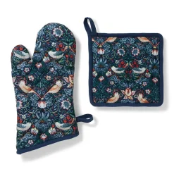 The Met Store Tableware*William Morris Strawberry Thief Pot Holder and Oven Mitt Set