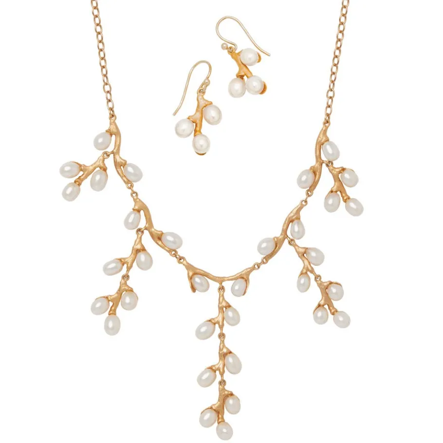 The Met Store Jewelry Sets*Willow Catkins Pearl Bib Necklace and Drop Earrings Set